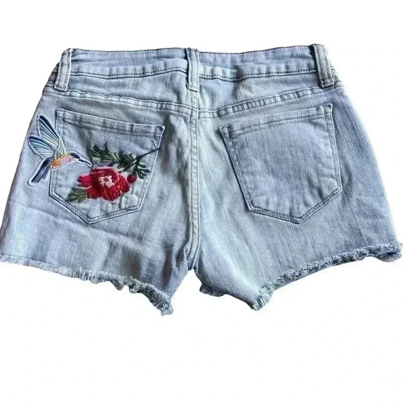 Juniors Arizona Jean Co Shortie Distressed Floral Cut-off Shorts Size 1 - Picture 3 of 10